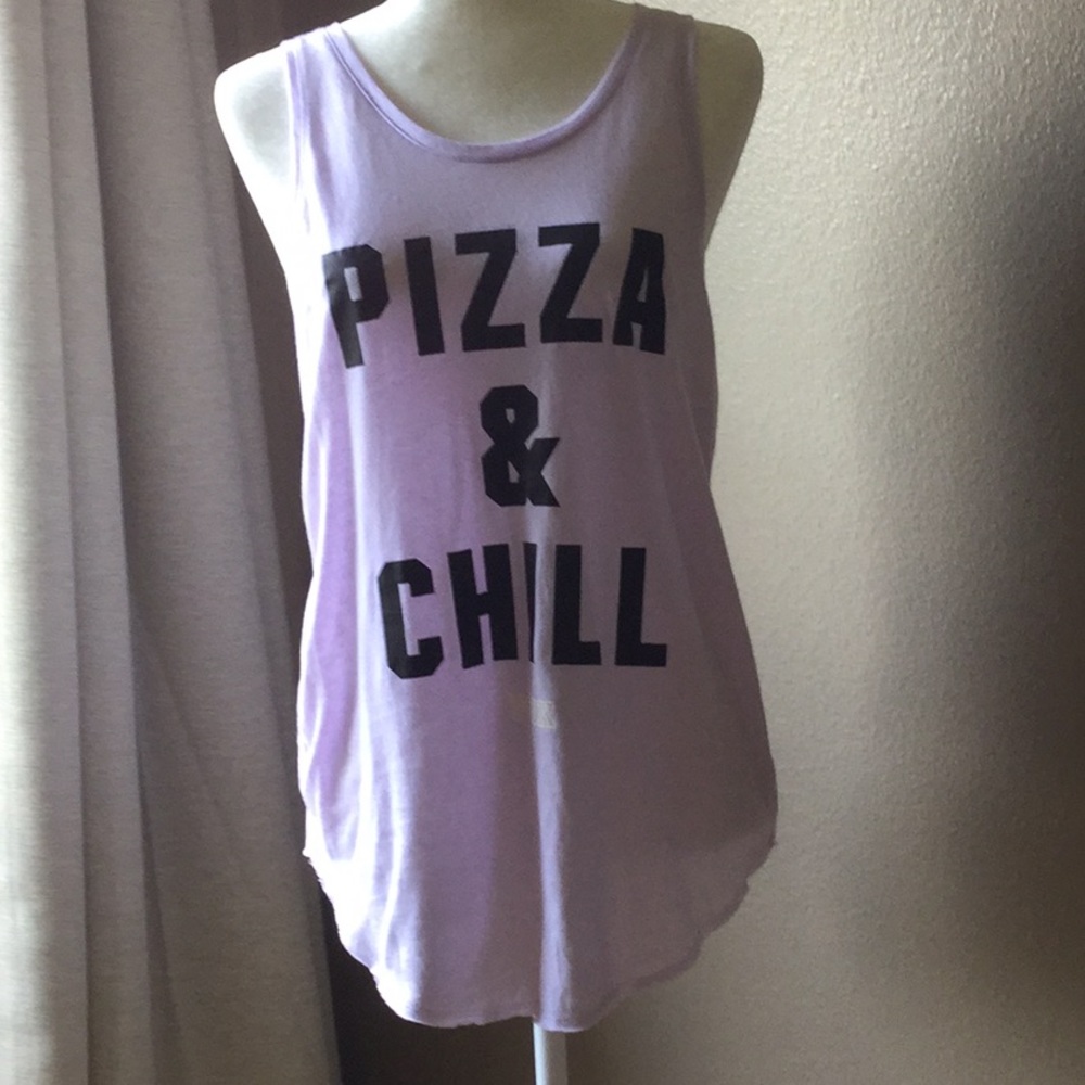 Pizza & chill lavender PINK Victoria’s secret tank